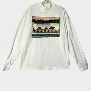 Vintage JoAnn George Alaska Bear Fortress T Shirt White Womens Large L USA